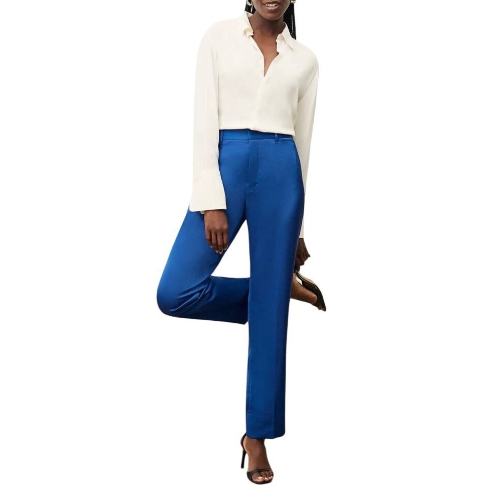 M.M. LAFLEUR Smith 1.0 Pant Everyday Satin Sapphire luxury officewear 18 NWT